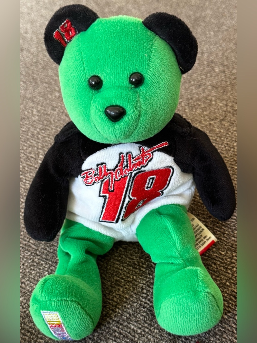 Bobby Labonte Ty Green and Black '18' Racing Bear Plush nascar